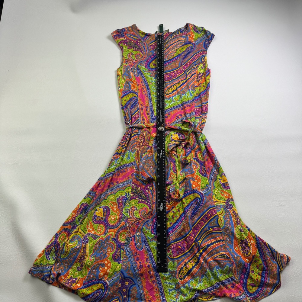 Lauren Ralph Lauren Women Multicolor Paisley Viscose Midi Dress Sze L Sleeveless - Picture 6 of 16